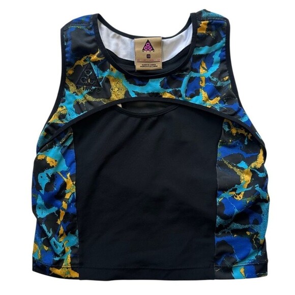 Nike ACG Crop Top AOP CU0262-010 Blue Black Size XS Sport Bra Compression - Picture 10 of 10